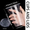 50Sets 12/16/20OZ Plastic Cups with Lids Clear Disposable Cups for Parties Iced Coffee Smoothie Milkshake Cold Drinks