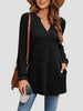 Slit Notched Pocketed Long Sleeve T-Shirt