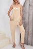 Gold Flame Side Pockets Harem Pants Sleeveless V Neck Jumpsuit