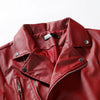 Men PU Leather Jacket Solid Color Casual Slim-Fit Zipper Long Sleeve Turn-Down Collar Motorcycle Leather Jacketcoat Men Clothing