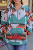 Blackish Green Aztec Print Button Up Long Sleeve Jacket