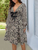 Leopard V-Neck Flounce Sleeve Dress