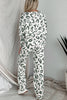 Beige Leopard Animal Print Long Sleeve and Pants Loungewear Set