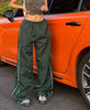 Y2K Baggy Cargo Pants for Women Drawstring Elastic Low Waist Parachute Pants Sweatpants Loose Hippie Pants Trousers