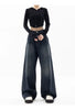 Retro Street Style Wide Leg Pants Niche Design Floor Length Pants High Waisted Loose Fit Slimming Jeans for Women