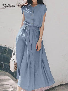 2025  Women Fashion Short Sleeve Dress Summer Elegant Party Vestidos Casual Mid-Calf Sundress Femme Vintage OL Robe Kaftan