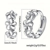 Sterling 925 Silver Exquisite Camellia Pattern Hoop Earrings Cute Elegant Style Delicate Gift for Women Girls Daily Casual