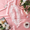 Women'S Fancy Sexy Lingerie White Open Bra Hot Teddy Hollow Out Halter Backless Bodysuit Floral Embroidery Crotchless Underwear