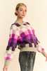 Davi & Dani Checkered Round Neck Long Sleeve Sweater