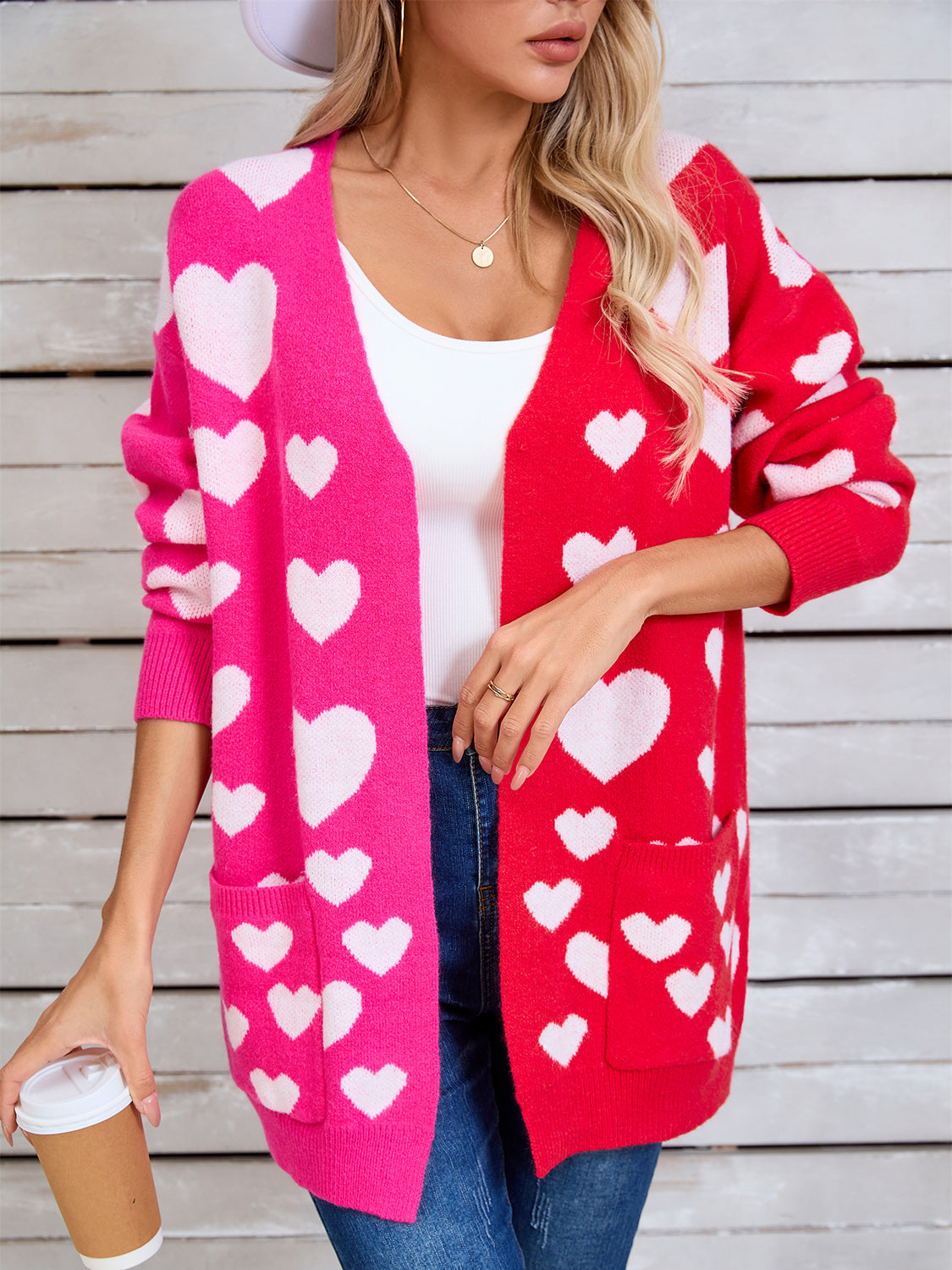 Angel Wings Heart Open Front Long Sleeve Cardigan