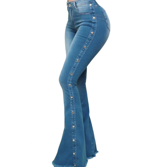 Stylish Flare Jeans Control Tummy Skin-Touch Skinny Flare Jeans Women Wide Leg Flare Denim Trousers