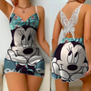 Minnie Mouse Backless Dress Fashion Summer Dresses 2024 Pajama Skirt Bow Knot Mickey Disney Satin Surface Womens Elegant Women