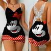 Minnie Mouse Backless Dress Fashion Summer Dresses 2024 Pajama Skirt Bow Knot Mickey Disney Satin Surface Womens Elegant Women