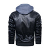 Men'S Leather Jacket Motorcycle Slim Fit Hooded PU Coat Top Autumn Winter Casual Windproof Men'S Clothing Detachable Hat S-XXXL