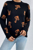 Graphic Mock Neck Dropped Shoulder Sweater