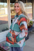 Blackish Green Aztec Print Button Up Long Sleeve Jacket