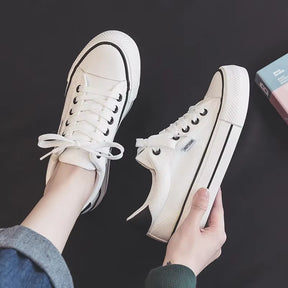 Shoes for Women Low-Top Vulcanized Canvas Platform Sneakers Black Flats Tennis Female Classic Student Small Couples Skateboard