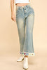 Davi & Dani Crochet Trim Flare Jeans with Pockets