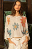 POL Flower Dropped Shoulder Long Sleeve Knit Top