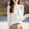 Women'S Sweater Spring/Summer New 100% Cotton Coat Female O-Neck Knitted Cardigan Fashion Slim Top Clothing Long Sleeved Solid