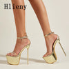 Summer Sexy PVC Transparen Open Peep Toe Platform High Heels Buckle Strap Sandals Women'S Nightclub Pole Dance Shoes