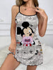 Sexy Dress Minnie Mouse Fashion Summer Dresses 2024 Disney Crew Neck Mickey Pajama Skirt Elegant Dresses for Women Lettuce Trim