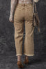 Light French Beige Acid Washed High Rise Cropped Wide Leg Jeans