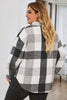 Plaid Color Block Buttoned Long Sleeve Jacket with Pocket