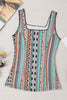 Green Western Geo Printed Square Neck Tank Top