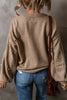 Smoke Gray Pearled Drop Shoulder Round Neck Sweater