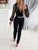 Jumpsuits Women One Piece V Neck Full Sleeve Tight High Waist Overalls Casual Sheath Long Pencil Pants Rompers Slim Fit