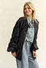 Davi & Dani Exposed Seam Zip Up Dropped Shoulder Jacket