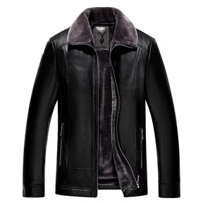 Leather Jacket Men Winter Fleece Warm Motorcycle Coats Mens Fashion New Biker PU Jackets Slim Overcoat Thick Fur Collar Jackets