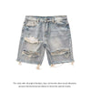 Summer New Men Slim Fit Hole Lazy Shorts Jeans Youth Fashion Hip Hop Retro Y2K Baggy Cargo Short Pants