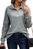 Peach Blossom Ribbed Texture Quarter Zip Sweatshirt