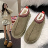 Snow Boots for Women 2023 Winter New Cashmere Warm Thick Soles without Heel-Covered Hair Half Slipper Cotton Shoes for Women