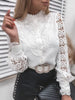 Shirts Elegant Office Ladies White Collared Lace Patchwork Hollow Out Button up Womens Tops and Blouses 2024 Fashion New Blouse