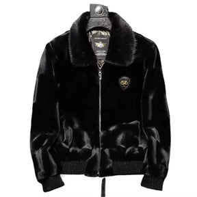 Winter Mens Faux Fur Leather Jacket High-Quality Solid Color Wool Liner Thick Warm Jacket Outdoors Cold-Proof Coats Men Clothing