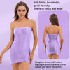 Womens Glossy Strapless Bodycon Dress Sexy Summer Bikini Cover Ups Solid Stretchy Mini Pencil Dresses Rave Party Clubwear