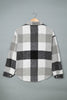 Plaid Color Block Buttoned Long Sleeve Jacket with Pocket