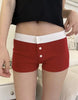 Casual Women Soft Cotton Front Buttons Shorts 2023 Summer Vintage Low Waist Female Chic Bottoms