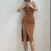 2024 New Sexy Sleeveless Slim Long Dress Women Party Club High Split Spaghetti Strap Dresses Woman Bodycon Dress Female