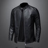 Spring Autumn Leather Jacket Men Stand Collar Slim Pu Leather Jacket Fashion Motorcycle Causal Coat Mens Moto Biker Leather Coat