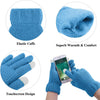 Womens Winter Warm Sets Knitted Fur Pompoms Beanie Hat Circle Loop Scarf Touch Screen Gloves Winter Favor Accessories