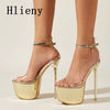 Summer Sexy PVC Transparen Open Peep Toe Platform High Heels Buckle Strap Sandals Women'S Nightclub Pole Dance Shoes