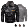 Men'S Leather Jacket Fashion High-Quality Detachable Fur Collar Autumn and Winter Thick Coat Original Embroidered Men Clothing