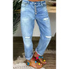 Straight Leg Jeans for Women Low Waist Button Fly Ripped Casual Loose Ripped Denim Pants