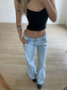 Light Blue Low Waist Jeans Woman Streetwear American Vintage Denim Pants Female Casual Washed Straight Pantalons Mujer