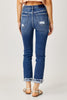 Risen Full Size High-Rise Frayed Cuffed Straight Jeans