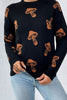 Graphic Mock Neck Dropped Shoulder Sweater